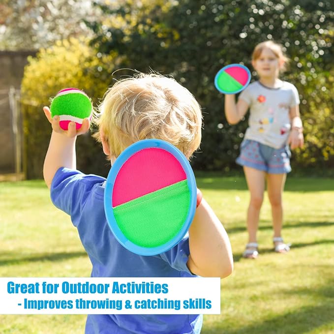 Toss and Catch Ball Set Boys Toys Outdoor Toys Yard Games Outside Games Beach Toys for Kids Ball and Catch Game with 4 Paddles and 4 Balls [Upgraded Version] | Water Resistant, Outdoor Beach Pool Yard Toys for Kids, Boys And Girls Ages 3-12, Birthday, ...