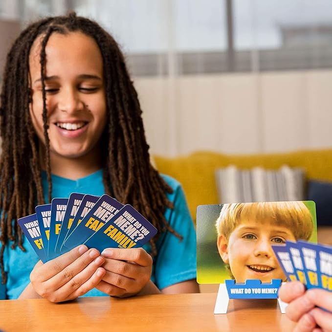 WHAT DO YOU MEME? Family Edition by Relatable - Nappa Award 2025 Winner, Family Games for Kids and Adults 8+, The TikTok Viral Sensation Kids Game - Includes 300 Caption Cards, 108 Photo Cards