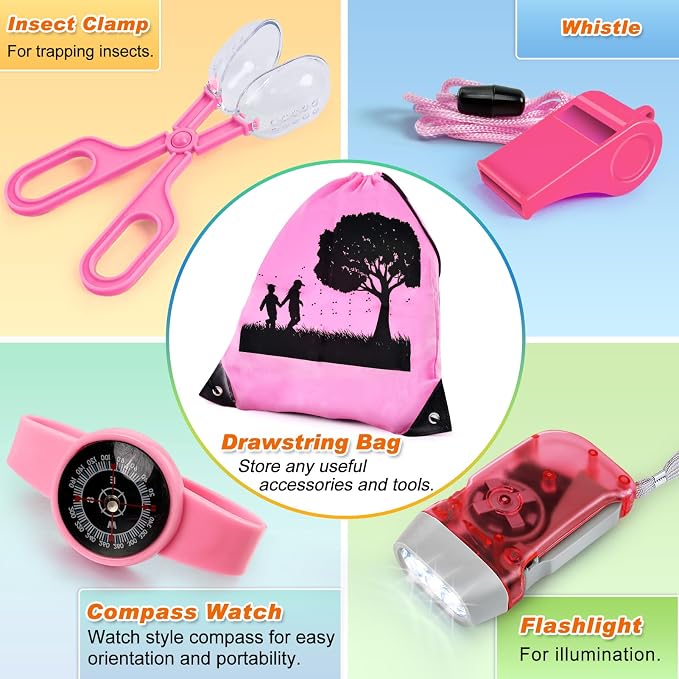 Bug Catcher Kit & Outdoor Explorer Kit for Kids, 10 Pcs Bug Catching Kit | with Toy Cage, Backpack, Flashlight, Outdoor Exploration Toys Gift for Boys Girls 3-12