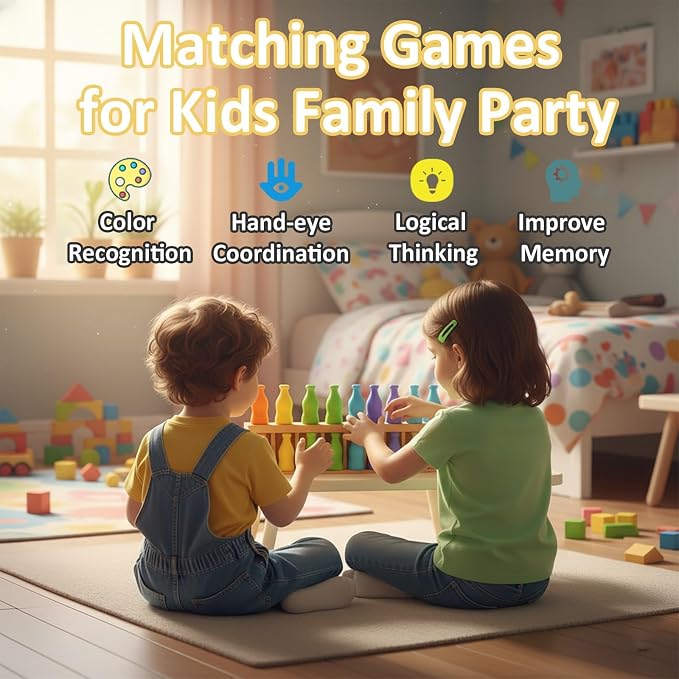 Color Stack Challenge Game, Bottle Color Match Game for 2-4 Players | Family Board Game for Kids 8-12 and Adults, Portable Tabletop Game for Travel, Camping, Holidays and Parties (New Version)