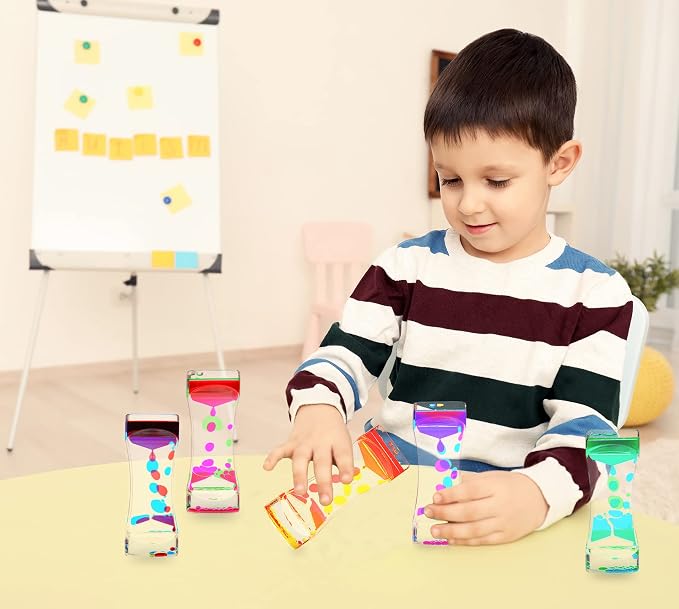Liquid Motion Bubbler - 5 Pack Sensory Toys | Stress Management - Relief Fidget Water Timers - Relaxing Liquid Bubbler - Office Home Colorful Hourglass Desk Decor
