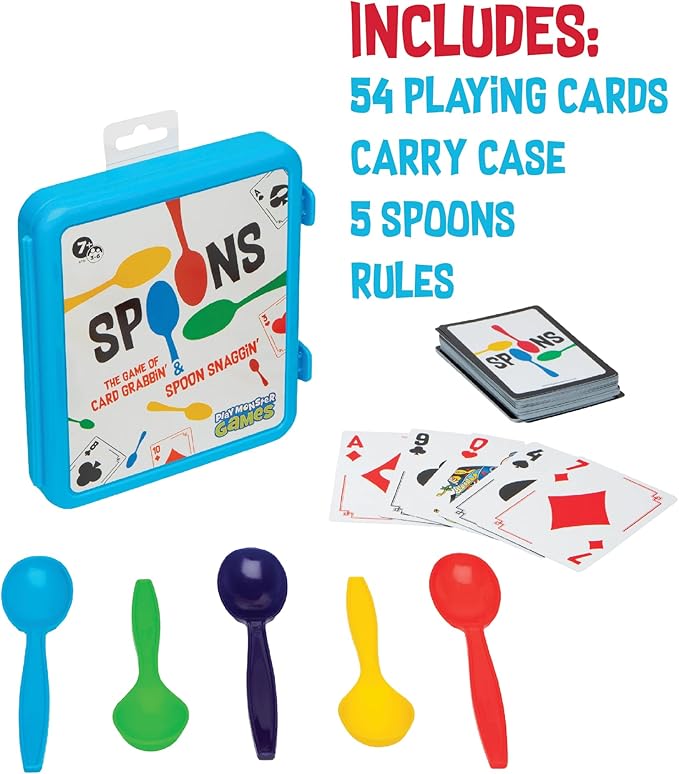 Spoons in a Case Playing Card Games for Kids Deck of Cards Fun Family Games