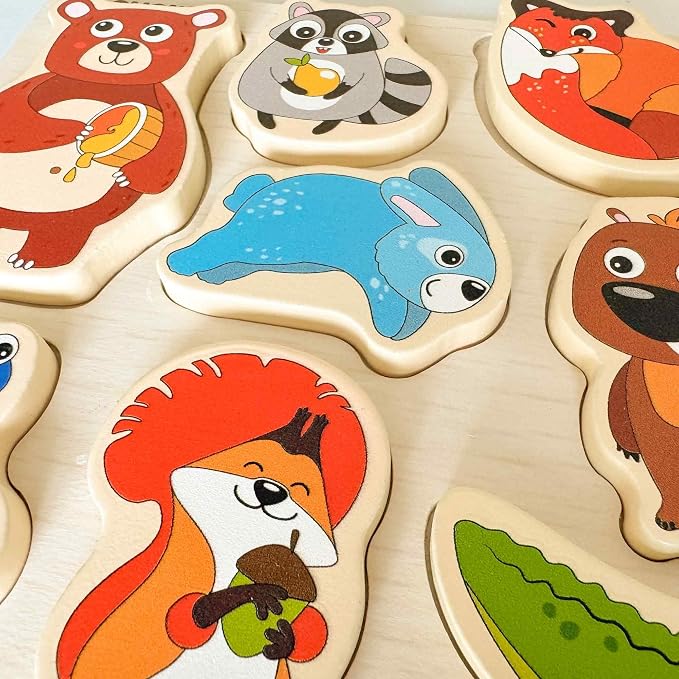 QUOKKA Wooden Puzzles for Toddlers 1-3 – 6XSET Chunky Toddler Puzzles Ages 2-4 – Learning Animals Numbers Alphabet Montessori Toy for Kids 3-5 – Wood Games Gift for Boys & Girls - FSC Certified Wood
