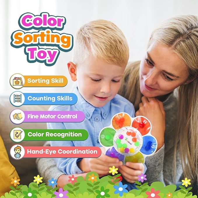 Color Sorting Sensory Toys for Kids, Airplane Travel Toy for Toddler | Squishy Squeeze Toy Quiet Fidgets for Classroom, Autism Montessori Toy Preschool Learning Activities, Gifts for Kids Ages 3+