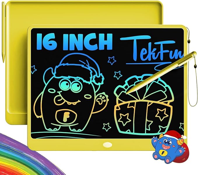 LCD Writing Tablet for Adults, Large Doodle Board, 16 Inch Colorful Drawing Tablet Writing Pad, Toddler Toys for 3 4 5 6 7 8 9 Year Old Girls Boys Teen, Birthday Gifts for Kids (Yellow)