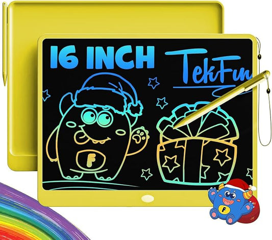 LCD Writing Tablet for Adults, Large Doodle Board, 16 Inch Colorful Drawing Tablet Writing Pad, Toddler Toys for 3 4 5 6 7 8 9 Year Old Girls Boys Teen, Birthday Gifts for Kids (Yellow)