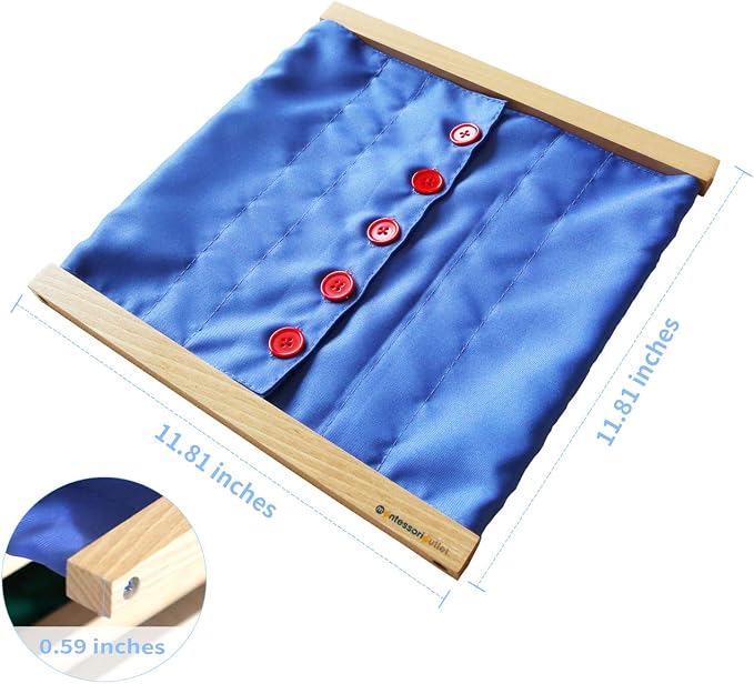 Buttoning Frame with Large Buttons | Practical Life Material for Toddlers & Preschoolers | Learn to Button Clothes, Develop Fine Motor Skills & Independence (Ages 3-6)
