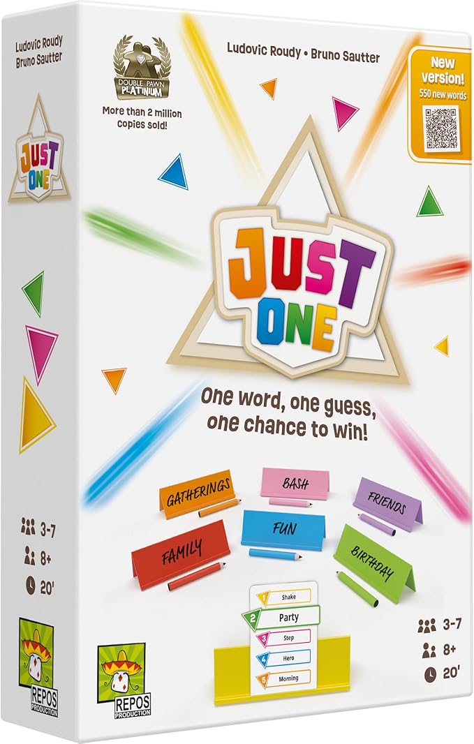 Asmodee Just One Party Game (2025 Refresh) - Cooperative Mystery Word Guessing Fun for Family & Friends, Kids & Adults, Ages 8+, 3-7 Players, 15 Minute Playtime | Cooperative Mystery Word Guessing Fun for Family & Friends, Kids & Adults, Ages 8+, 3-7 P...
