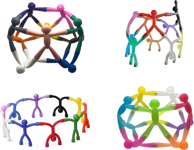 MAGMEN Magnetic People Figures 40 Pc, Magnet Men Kids Airplane Travel Toys | 3 in. poseable fidget figures, mixed colors, magnets securely embedded. Quiet car, desk and road trip play. With metal tin.