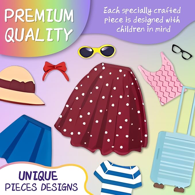 Magnetic Paper Dolls for Girls Ages 4-7, 71-Piece Dress-Up Kit | Fashion Dress-Up Play, Preschool Learning Activities, Travel-Friendly STEM Toy, Fun Fridge Magnets