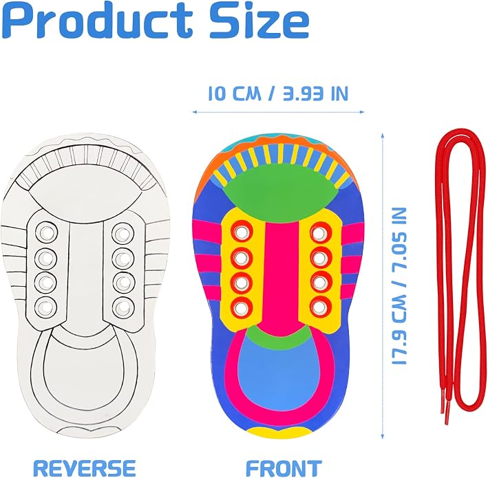 ZAKVOOR 6 Pack Shoelace Threading Practice Boards – Durable Cardboard Lace-Up Tool for Fine Motor Coordination and Hand-Eye Training