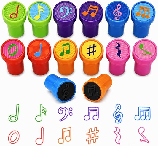 Cinrobiye 24 Pcs Music Note Stampers Party Favor Set, Pre-Inked Musical Note Stamps for Kids, Music Theme Birthday Party Supplies, Classroom Rewards, Goody Bag Fillers, Piñata Fillers