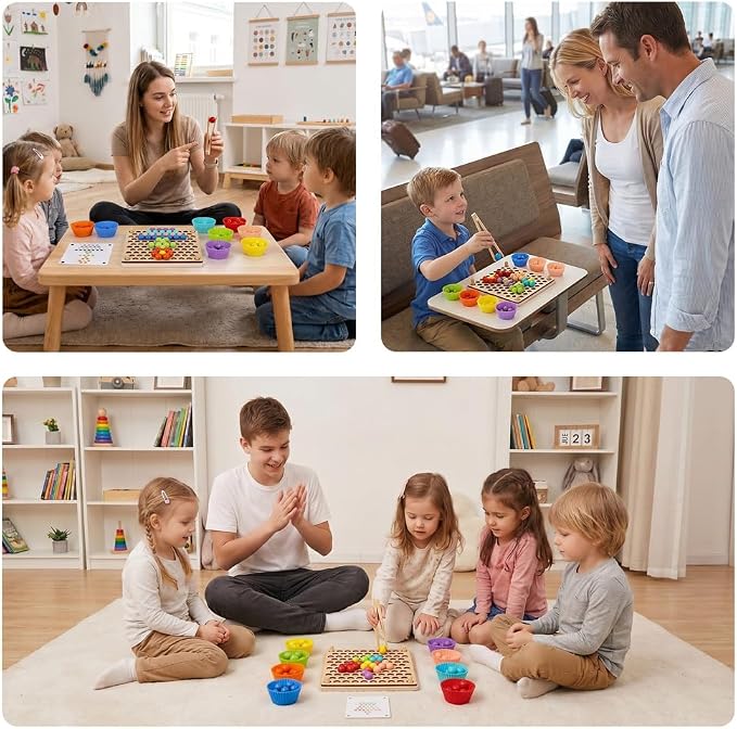 Offelec Fine Motor Games, Color Sorting Toys for Little Hands, Special Education Stacking Toy