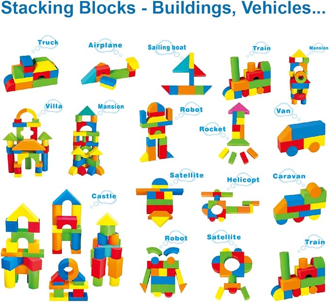 Pairez Toys Foam Building Blocks for Toddlers 2-4, 81PCS Soft Blocks Toy | Baby Bath Foam Toys, Stacking Blocks Set, Sensory and Montessori Toys for Boys & Girls 18+ Months