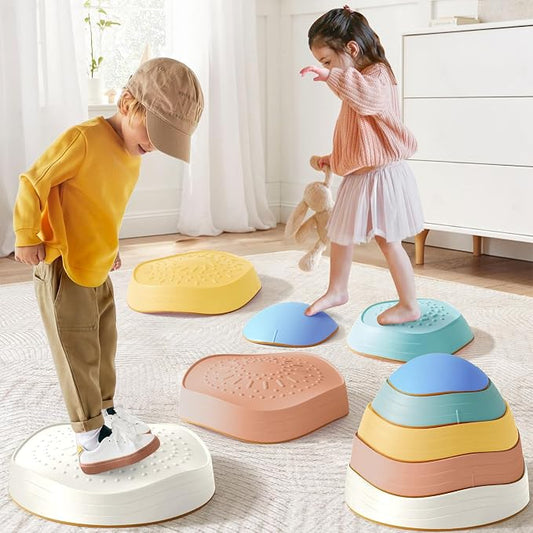 Tiny Land Stepping Stones for Kids, 5pcs Non-Slip Balance Toddler Toys | Sensory Stepping Stones for Toddlers 3-5 to Promote Balance, Coordination, and Active Play Skills Indoors or Outdoors