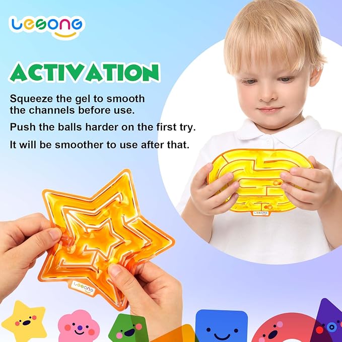 Sensory Toys Fidget Autism Toy for Kids: 8 Pack Gel-Filled Maze Squeeze Sensory Toys for Children - Calming Fidget Toys for Classroom