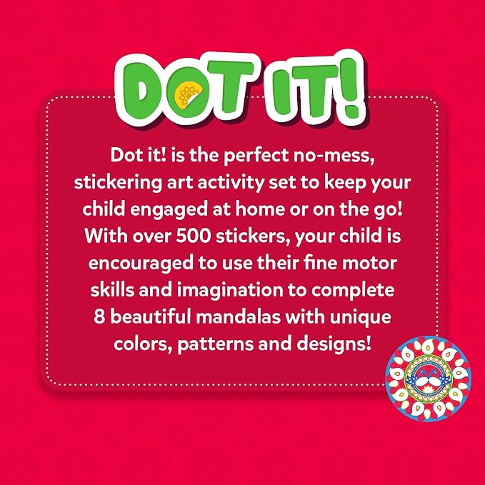Skillmatics Dot It Sticker for Kids – Mandala Art Activity | Mess-Free Fun, 500+ Stickers, Craft Kits, DIY Scrapbooking Activity, Travel Toys, Gifts for Boys & Girls Ages 3, 4, 5, 6, 7