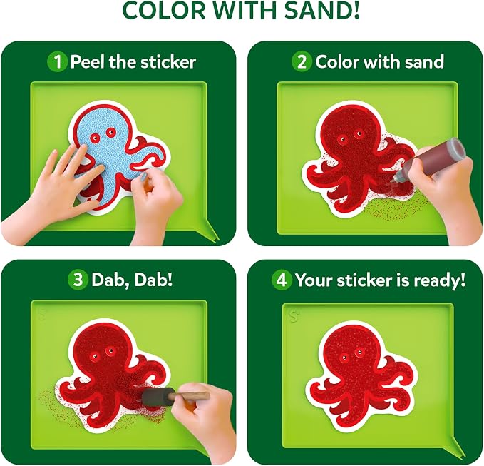 Skillmatics Sand Art – Animals, Preschool Crafts, Montessori Activity Kit | Sensory Play, 50+ Colorful Stickers, Hands-On DIY Activity for Kids, Gifts for Girls & Boys, Ages 4, 5, 6, 7, 8, 9, 10