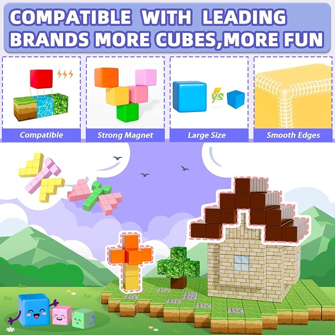 Apluses 81pcs Magnetic Blocks, Magnet Building Toys for Kids Ages 3-5 4-8 | 1 inch, PP Plastic, bright colors