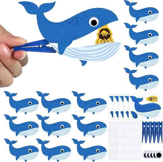 Soulchen 24 Set Jonah and The Whale Craft Kit, DIY Religious Sunday School Vbs Crafts, Make Your Own Jonah and The Whale Kits, Christian Decorations for Kids, Activities Art Supplies