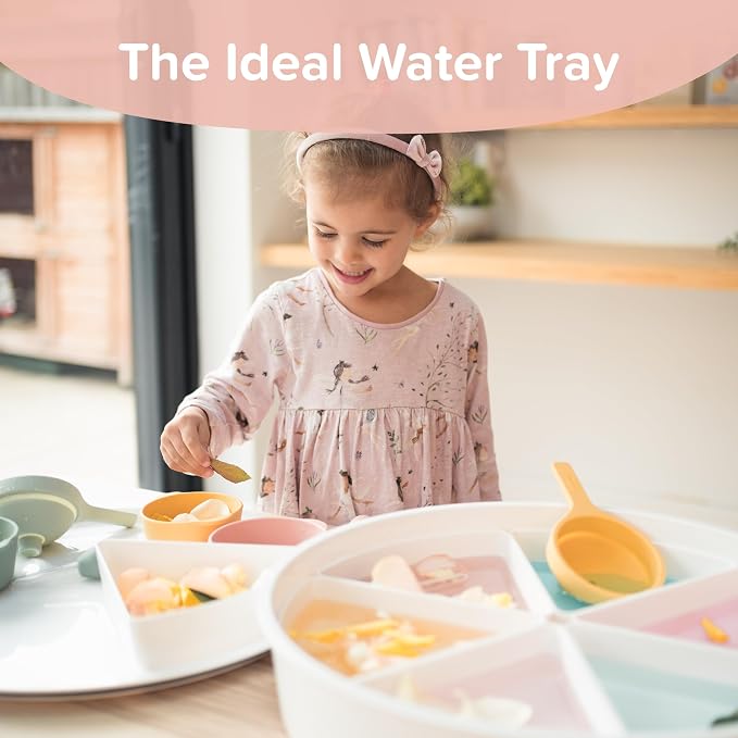 Sensory Bin with Lid - Round Sensory Bins With Lids and Storage Inserts | Sand and Water Sensory Play | Developmental Toys for Children with SEN | Suitable for All Ages | 6 x Storage Compartments