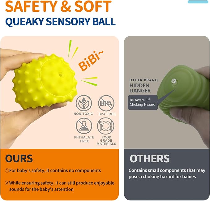Baby Toys 6-12 Months, Sensory Textured Balls Rattle Set | 6 Pack Sensory Soft Ball, Baby Rattle, Easy Grasp, Bright Color, Teething Toys for Newborn Boys & Girls