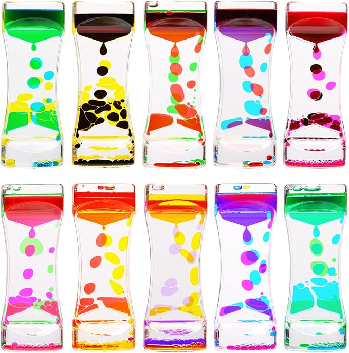 Liquid Motion Bubbler Timer - 10 Pack Colorful Sensory Play | Relaxing Motion Timer Fidget Calming Toys - Sensory Play for Adults and Kid Stress Management Hourglass Desk Decor