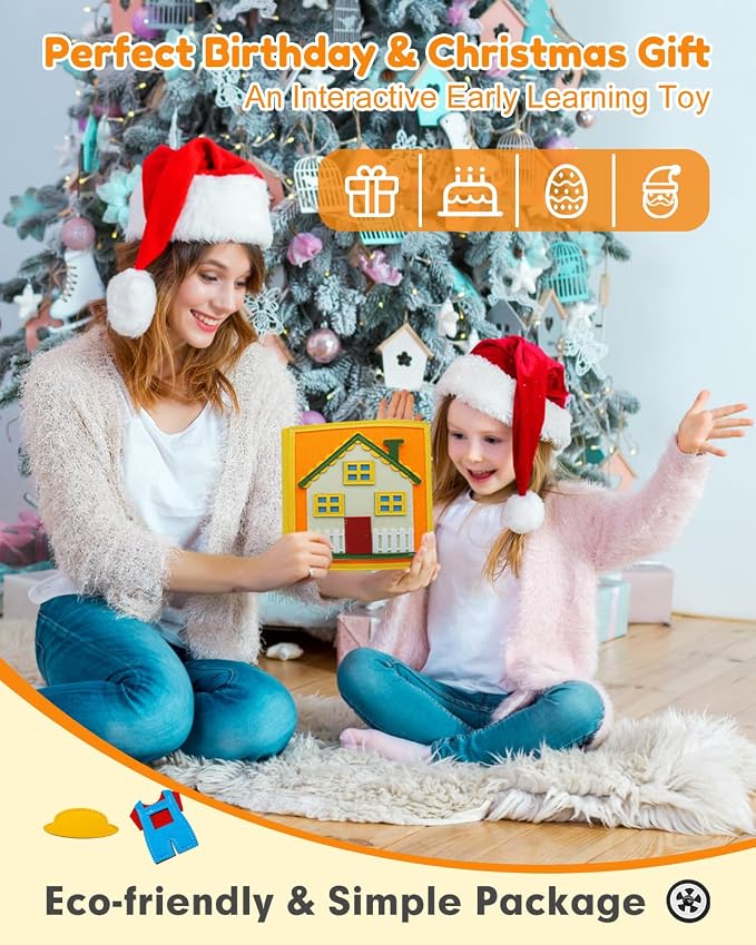 Busy Book for Toddlers 1-3, Montessori Busy Board for 1 Year Old | Felt Activity Books for 1+ year old, Airplane Car Travel Toy, Quiet Books, Kids Ages 2-4 Preschool Educational Learning Gifts