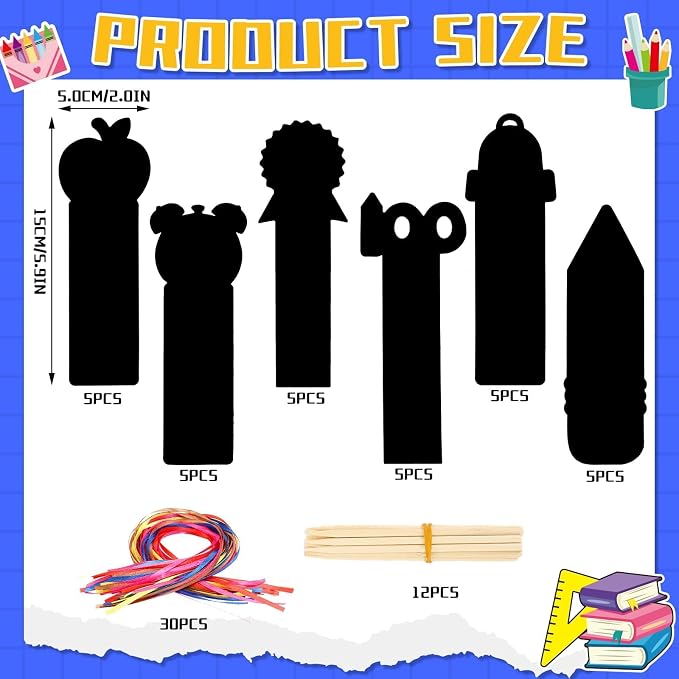 JUNEBRUSHS 30Pcs 100 Days of School Scratch Bookmarks, Rainbow Magic Scratch Paper Art for Kids 100 Days of School Craft for 100th Day of School Gifts Activities Project Party Favors