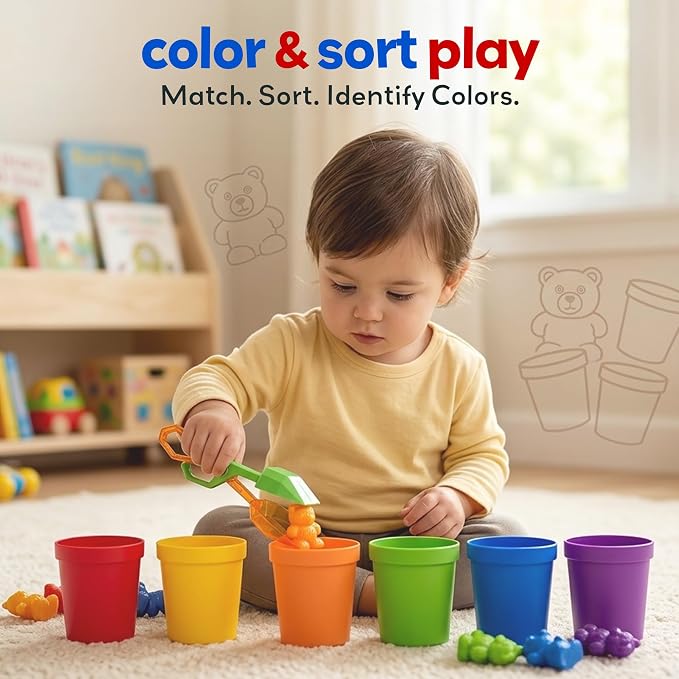 Counting Bears Set - 70 Pc Color Sorting Sensory Toys for Toddlers 3-4 - Montessori Toys for 3 Year Old - Autism Toys for Toddlers 3-4 - Color Sorting Toys for Toddlers Learning + Education | Montessori Toys, Autism Toys for Toddlers 3-4 - Color Sortin...
