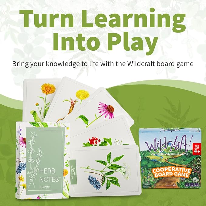 Herb Notes Plant Identification Cards, 48 Illustrated Botanical Flash Cards | Herb Cards for Plant Identification, Nature Study & Classroom Learning, Compatible with Learning Herbs Wildcraft! Board Game