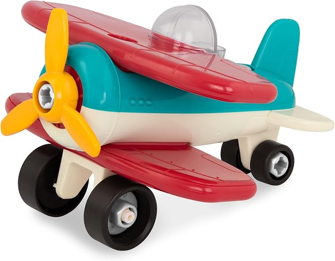Battat Airplane Construction Toy with Toy Drill, Plane, Vehicles, Take | 25-piece airplane playset with 21 parts, battery-powered drill, 3 bits, build-and-play pretend flights, Vehicles, 3+ Years