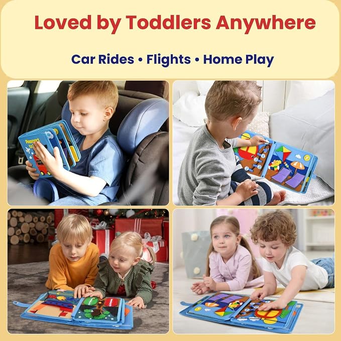 Busy Book for 1 Year Old – Montessori Busy Book for Toddlers 1–3 – Passport to Fun Travel Activity Book