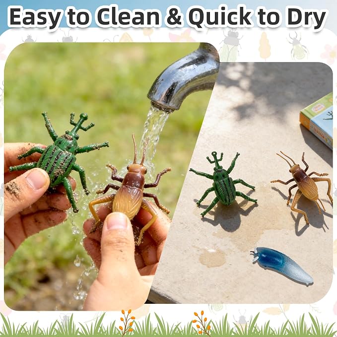 Fake Plastic Bug Insects Toys for Kids/Toddlers, Halloween Party Favors | 30 Pack, goodie bag fillers, Easter basket stuffers for education, pranks, photo props, sensory bins, birthday party favors