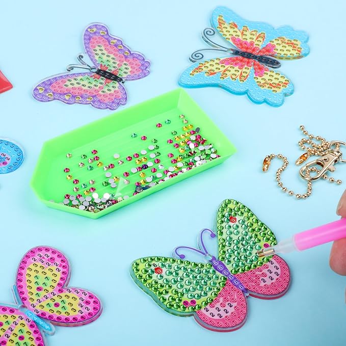 Labeol Arts and Crafts for Kids - Creat Your Own GEM Keychains-5D Diamond Painting by Numbers GEM Kits for Kids Girls Toddler Age 6-7 6-8 10-12