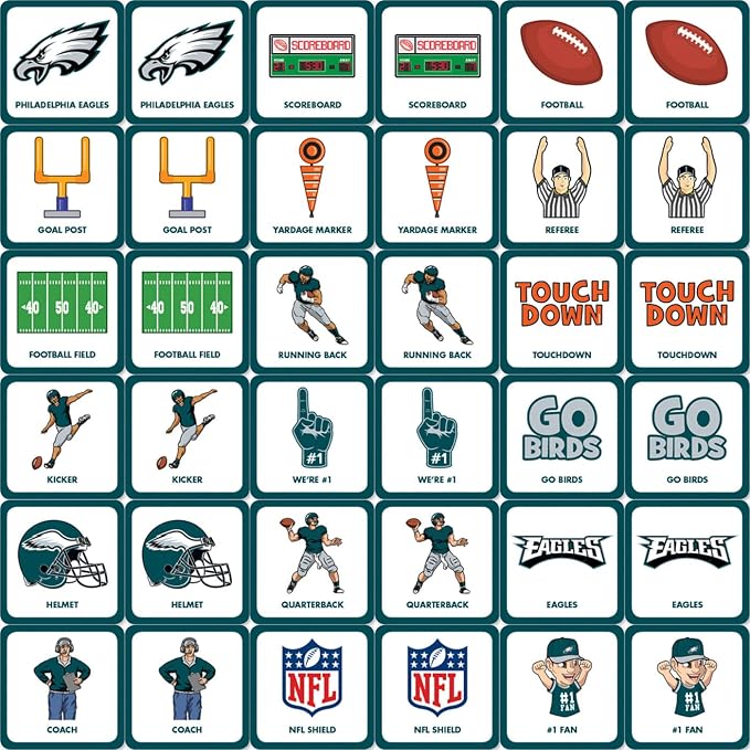 MasterPieces Sports Games - Philadelphia Eagles NFL Matching Game - Game for Kids and Family - Laugh and Learn