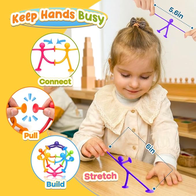 OleOletOy Suction Fidget Toys for Kids: 21 Pack Stretchy Sensory Toys | Bulk Classroom Prizes Box Toys for Student - Quiet Fidgets for Autism ADHD Calming - Goodie Bags Stuffers for Party Favors
