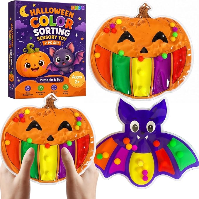 UURM 2 Pack Halloween Color Sorting Sensory Toy Travel Toys for Toddler 2+