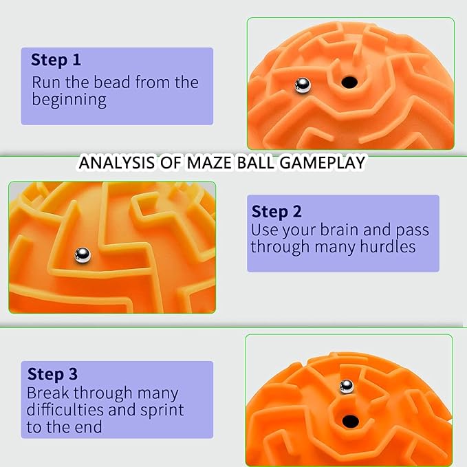 12 Pieces Maze Ball 3D Maze Puzzle Brain Teasers Games,Mini Gravity 3D Maze Ball Hard Challenges Game Lover,Training Labyrinth Toys Gifts for Students Teens Adults, Kids Educational Toy