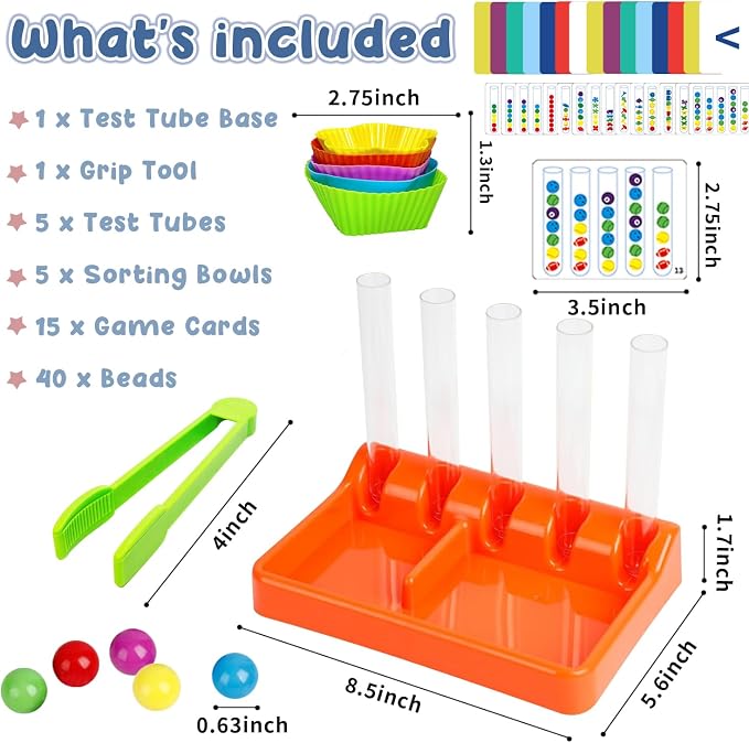 Counting and Color Sorting Kit Toy, for Kids 3 4 5 6 7 8 Year Old | Preschool Kindergarten Learning Activities, Math Manipulatives Supplies Matching Games, Educational Montessori Toys