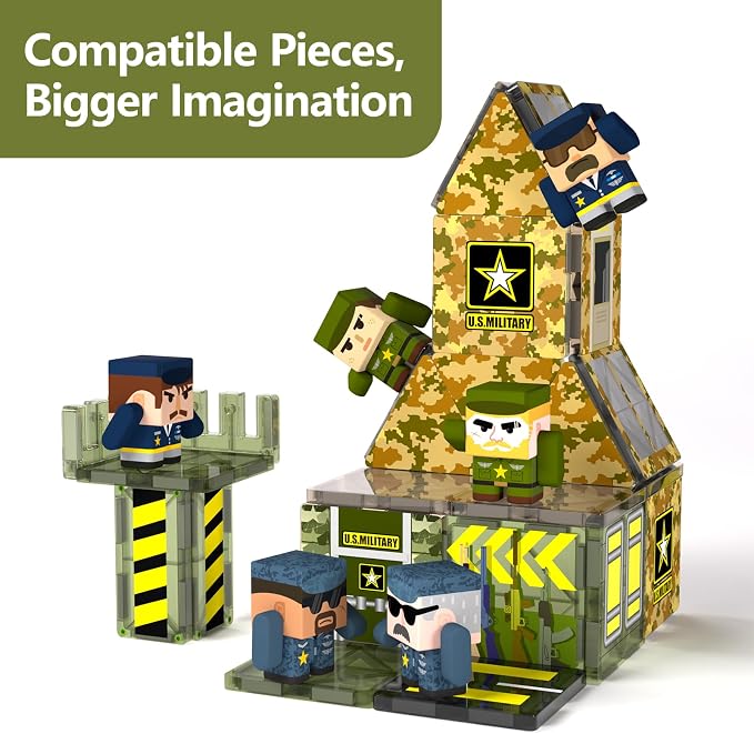 GobiDex 6PCS Magnetic Army Men, Compatible with Magnetic Building Blocks | Rotatable Magnet People Figures, Military Toys for Kids Ages 3+, Birthday Gifts for Boys & Girls