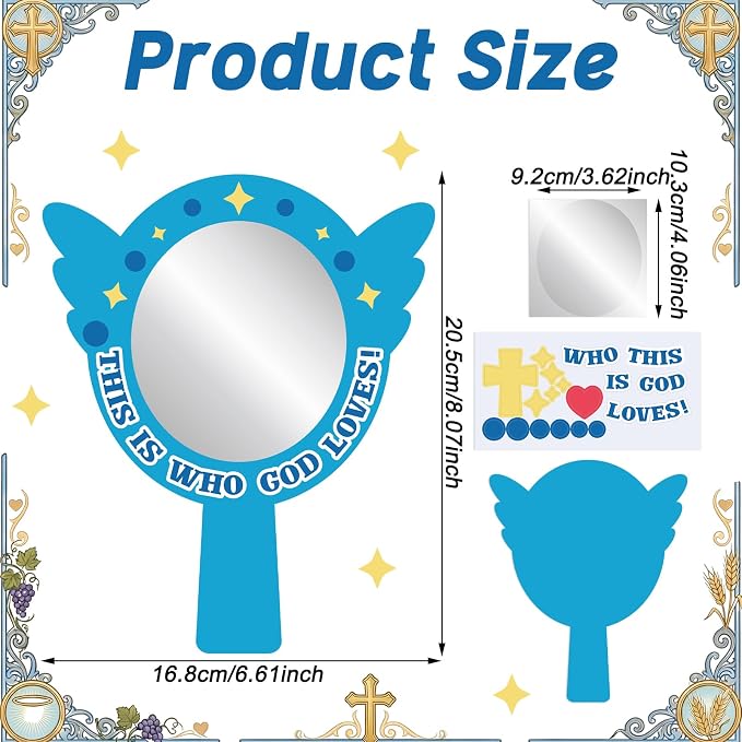 MotiMind 24 Sets This Is Who God Loves Mirror Craft Kits Engaging Religious Craft Activity Mirror Decorative Stickers DIY for Fun VBS Home Church Family Educational Projects Activities Events Creation