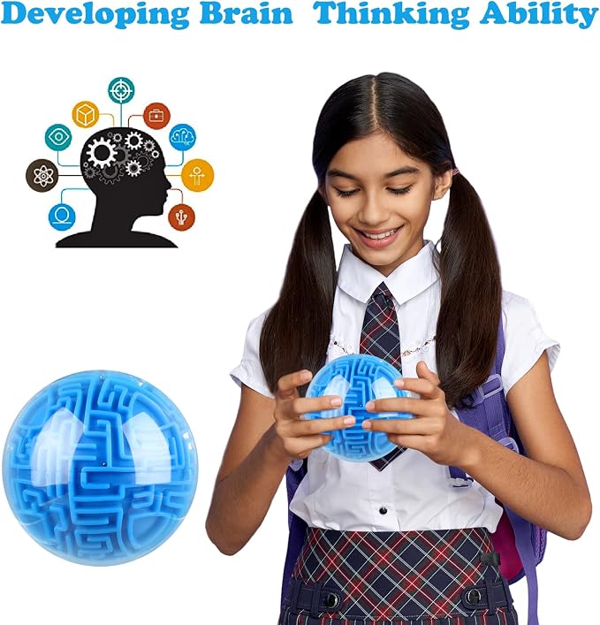 Sratte 3D Maze Ball - Gravity-Based Brain Teaser Puzzle Game Toy for Kids Teens Adults, Back to School Screen-Free Travel STEM Toy for Road Trips, Hard Challenge Birthday Gifts