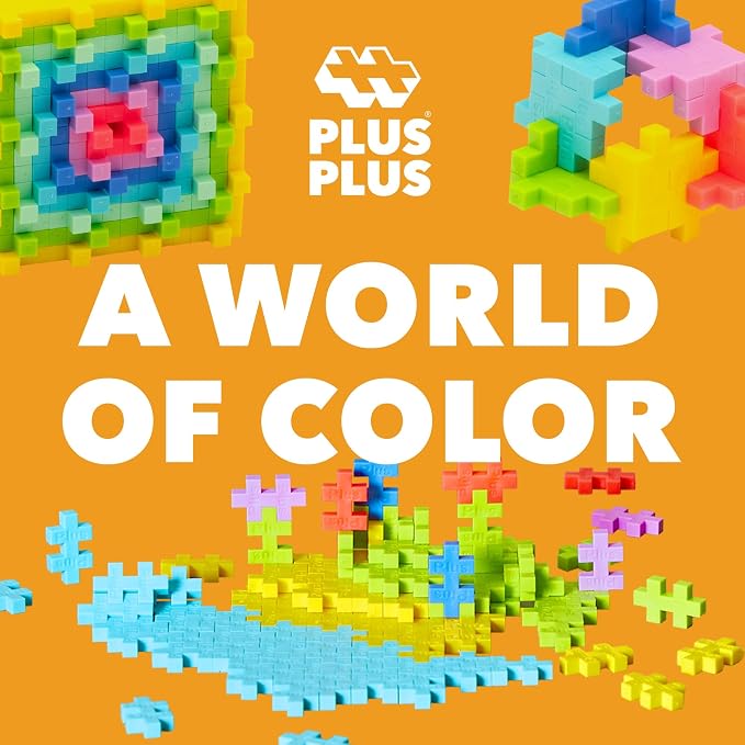 PLUS PLUS 240 Piece Tropical Mix Tube & Baseplate - Waffle Blocks Stem Toy | Sensory Bin Fillers, Gifts for Boys & Girls, Classroom Must Haves, Christmas Stocking Stuffers for Kids, Math Manipulatives