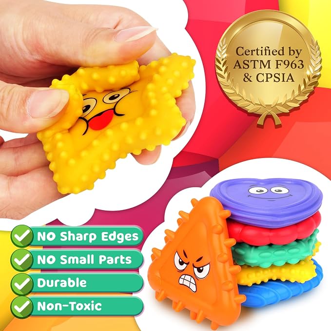 LESONG Sensory Toys Kids Toddlers-Social Emotional Feelings Toys Special Needs, Texture Shapes Learning Toy Preschool Fidget Classroom Must Haves, Calm Down Tools Autistic Children, Stocking Stuffers