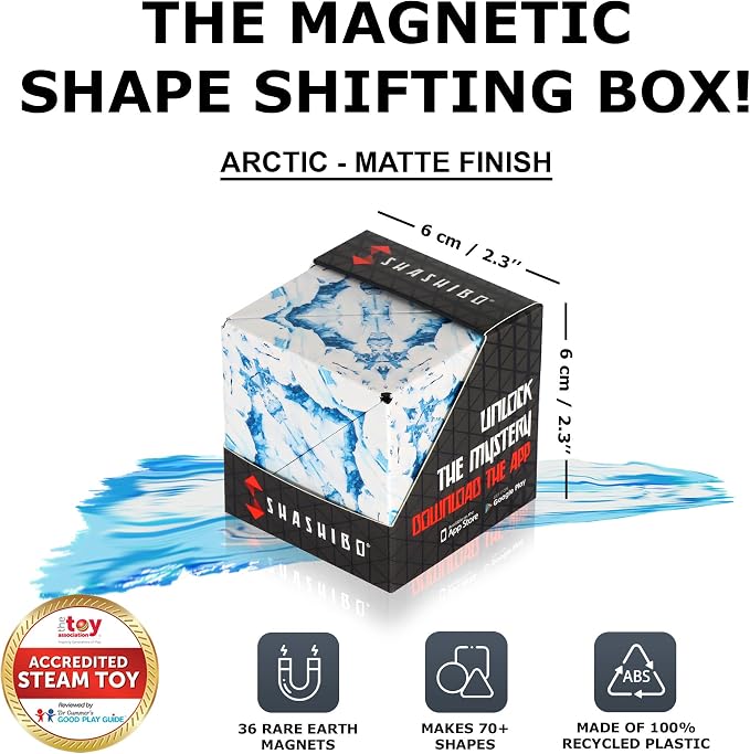 Shashibo DODECA Magnetic Puzzle Cube, Stress Relief Fidget Toy | 100+ Possible Shapes, Sensory Fidget Toy For Adults & Kids, Fun Shape Shifting Puzzle Box For All Ages