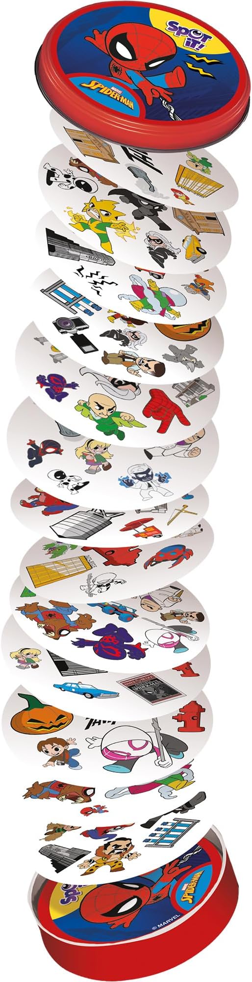 Zygomatic Spot It! Spiderman Card Game (Eco-Blister) | Fast-Paced Matching Featuring 5 Mini-Games, Travel-Friendly Family Fun for Kids & Adults, Ages 6+, 2-8 Players, 10 Mins