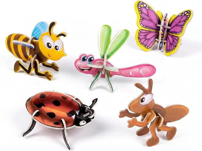 25 Pack 3D Insect Puzzles for Kids, Educational DIY Paper Craft Kit, Fun STEM Activity for Boys Girls, Classroom Prizes & Party Favor Gift