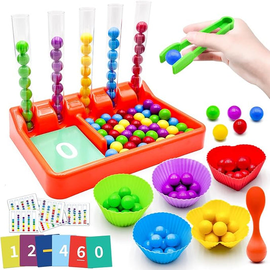 Counting and Color Sorting Toys for Toddlers, Clip Bead Matching | Educational Montessori Toys for Kids 3 4 5 6 7 Year Old, Preschool Learning Toys, Fine Motor Skills, Number Crunching
