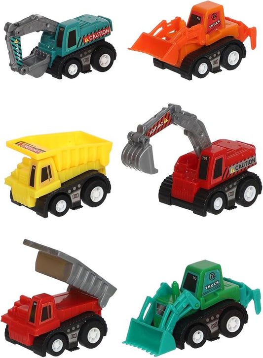 Small Construction Vehicles Toy Cars for Toddlers 1-3, Mini Pull Back Cars Trucks for Toddlers 2-4, Birthday Party Favors Kids 3-5, Goodie Bag Stuffers Boy Potty Training Prizes Sensory Bin Toys (6)